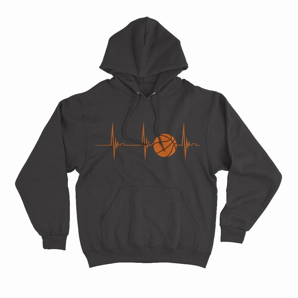 Basketball Heartbeat EKG Pulse Playing Basketball Player Black Hoodie